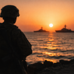 Guerrero al atardecer junto al mar