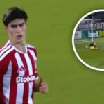 La ‘Hormiga’ González pudo debutar con gol en Olympiacos, pero falló frente al arco