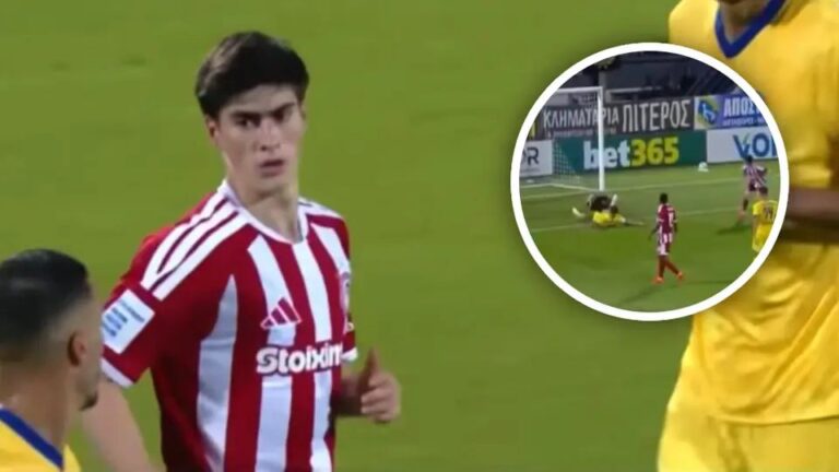 La ‘Hormiga’ González pudo debutar con gol en Olympiacos, pero falló frente al arco