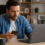 Persona revisa en su teléfono los términos y el calendario de cobros de una suscripción digital.