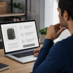 Persona revisa datos de una tienda virtual en laptop antes de introducir información de pago.