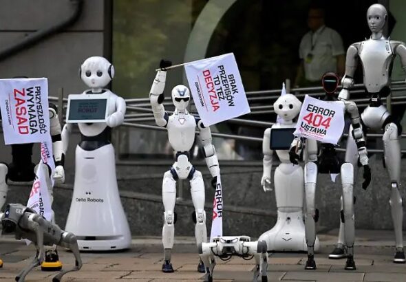 Decenas de robots “protestan” contra el avance descontrolado de la inteligencia artificial